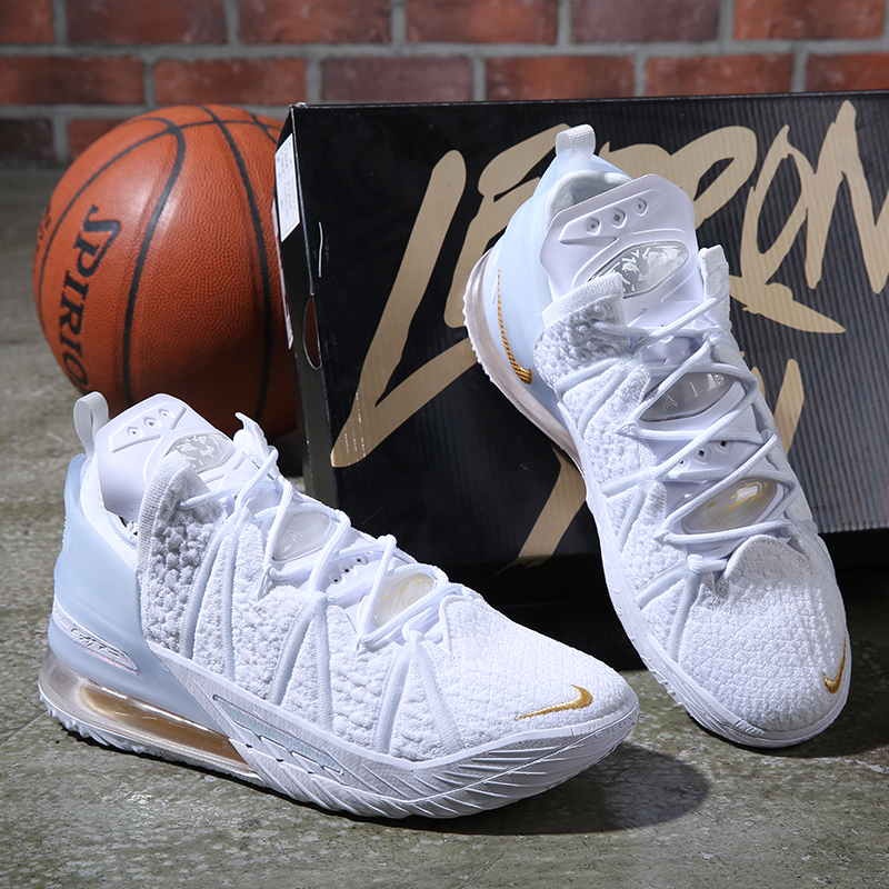 Nike LeBron 18 White Gold Shoes